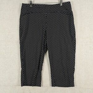 Westbound Woman Black White Polka Dot Cropped Capri Pants Plus Size 18W Stretch